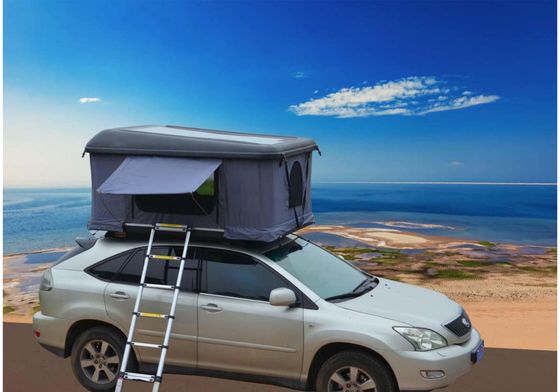 Tente de toit à coque dure avec matériau polyester étanche et support droit
