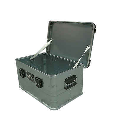 Anodisation extérieure en alliage d'aluminium métallique Boîtes pliantes pour voiture de déjeuner gris Camping Cargo Stockage Cuisine Camping Box